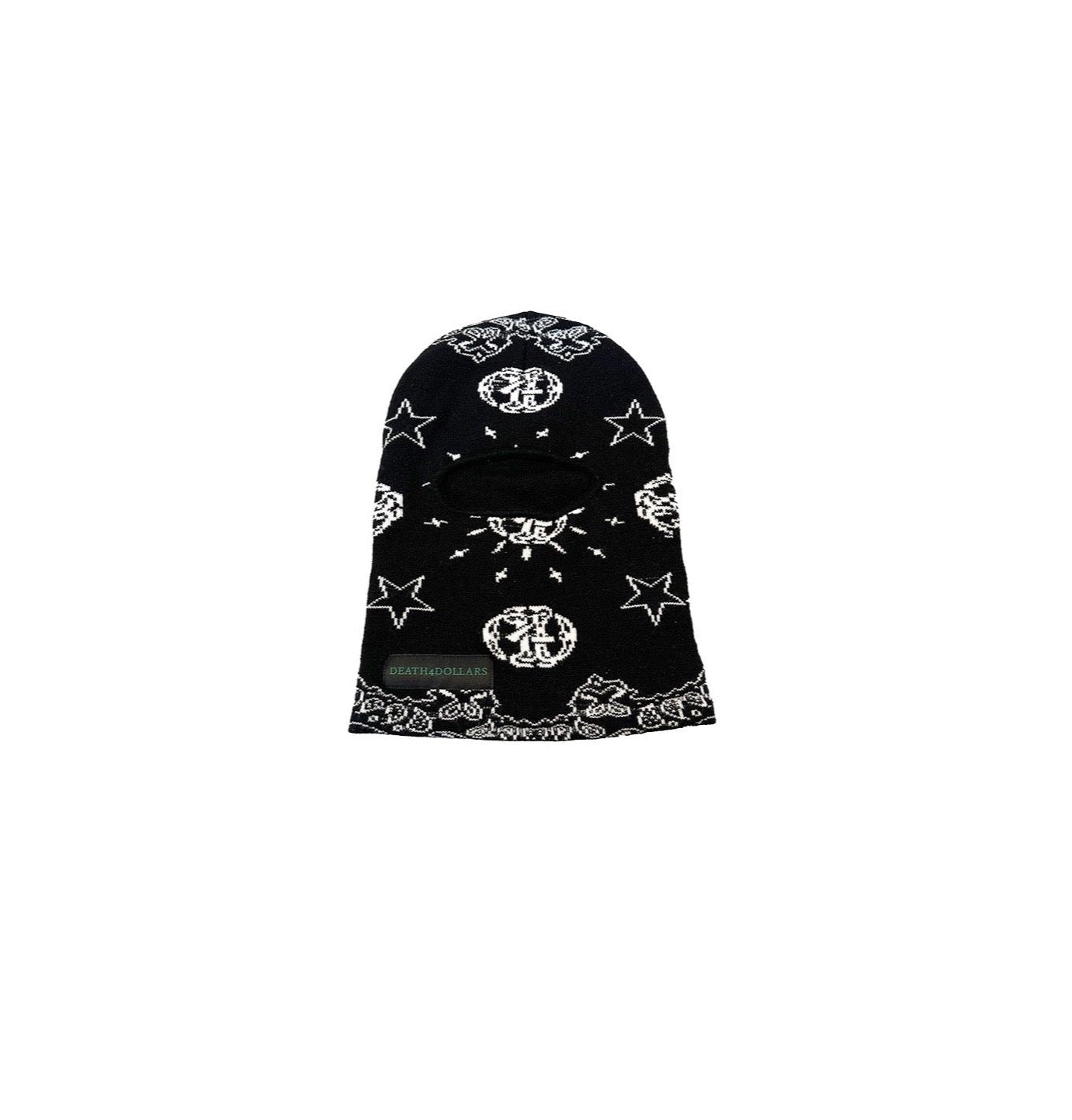 Death4Dollars Logo Black Paisley Balaclava Mask - Death4Dollars