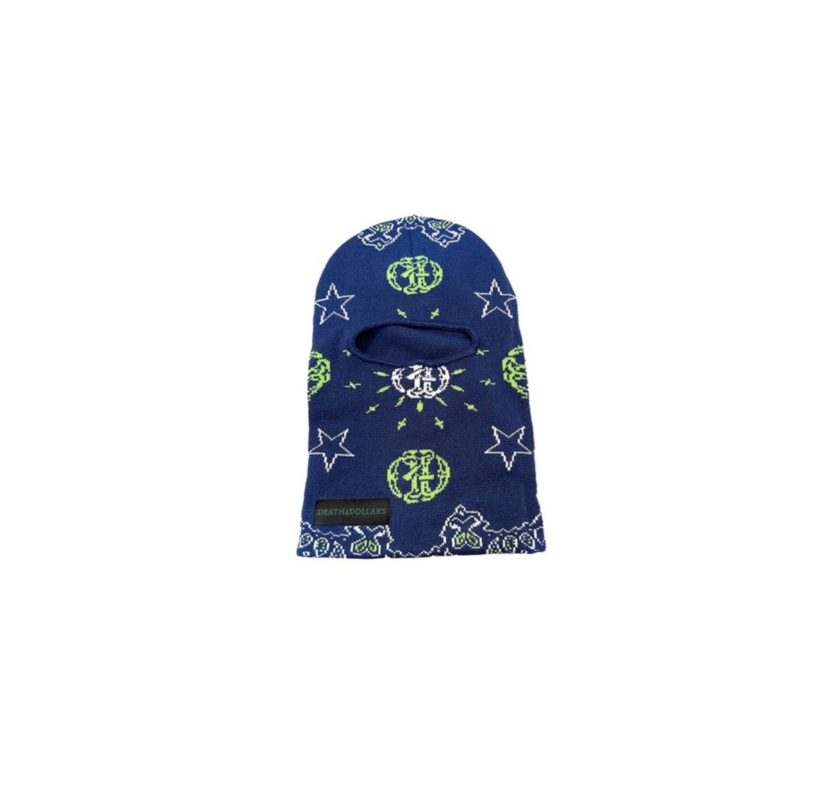 Death4Dollars Logo Blue Paisley Balaclava Mask - Death4Dollars