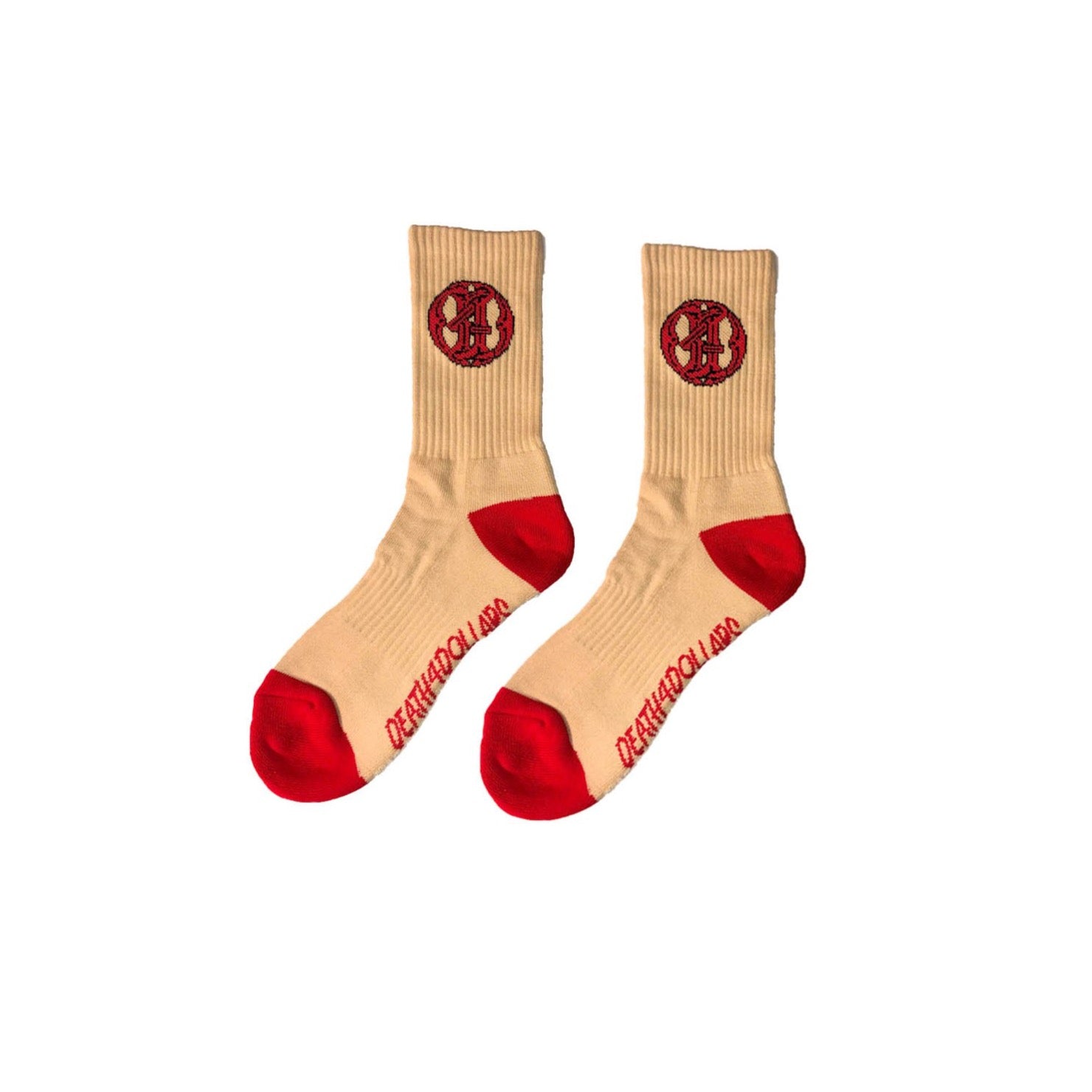 Monogram Sand and Red Socks - Death4Dollars