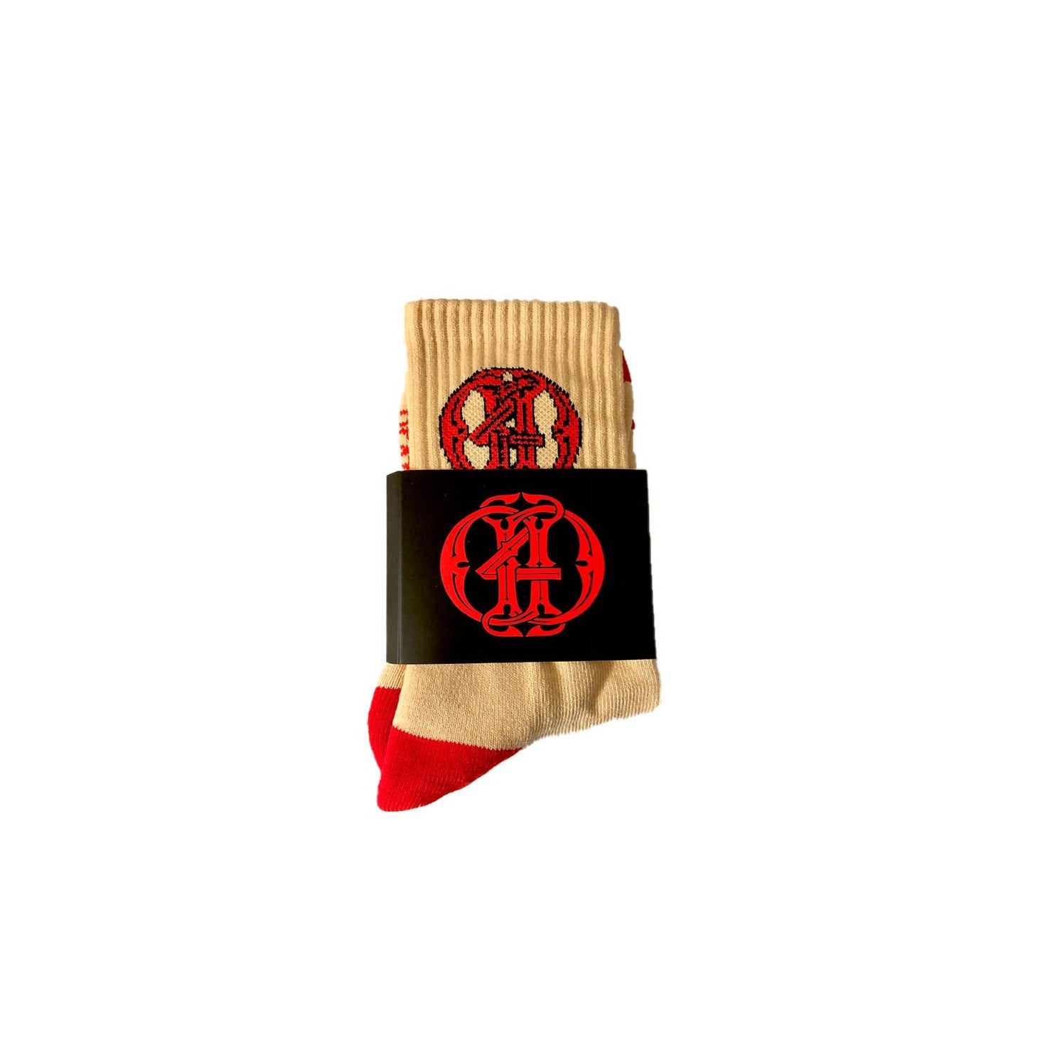 Monogram Sand and Red Socks - Death4Dollars