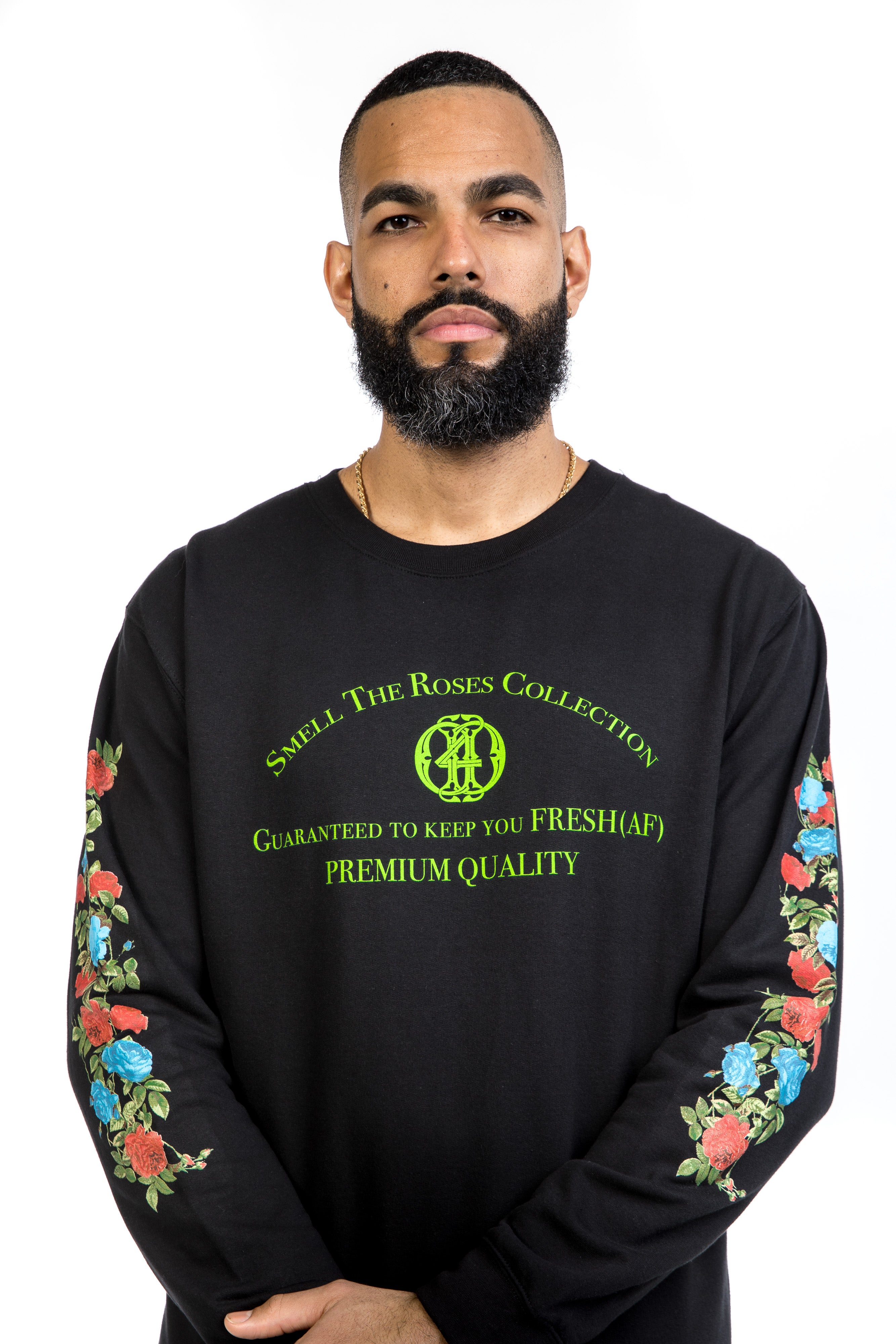 Smell the Roses Black Crew Neck Sweatshirt - Death4Dollars