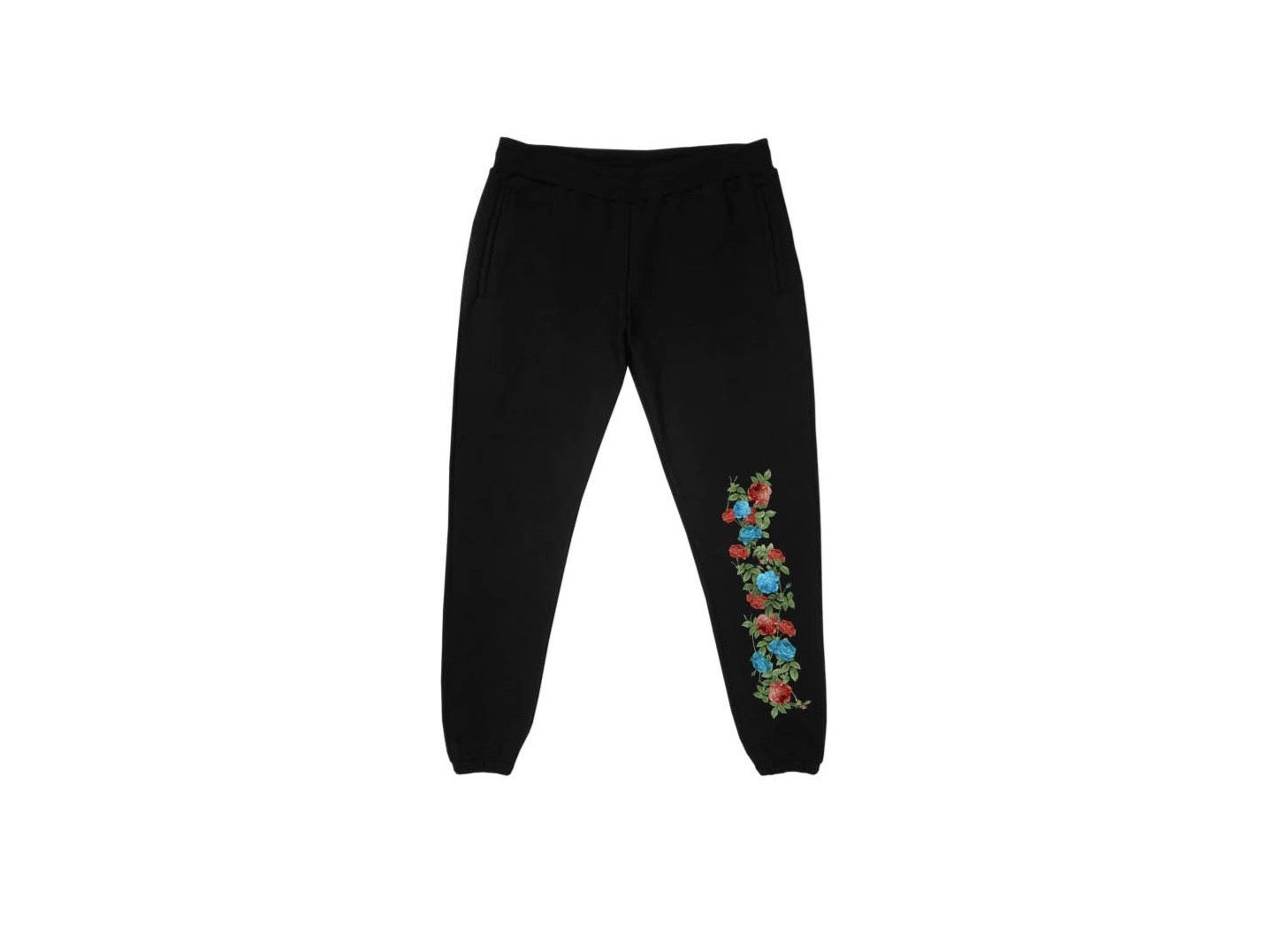 Smell the Roses Black Terry Cotton Sweatpants - Death4Dollars