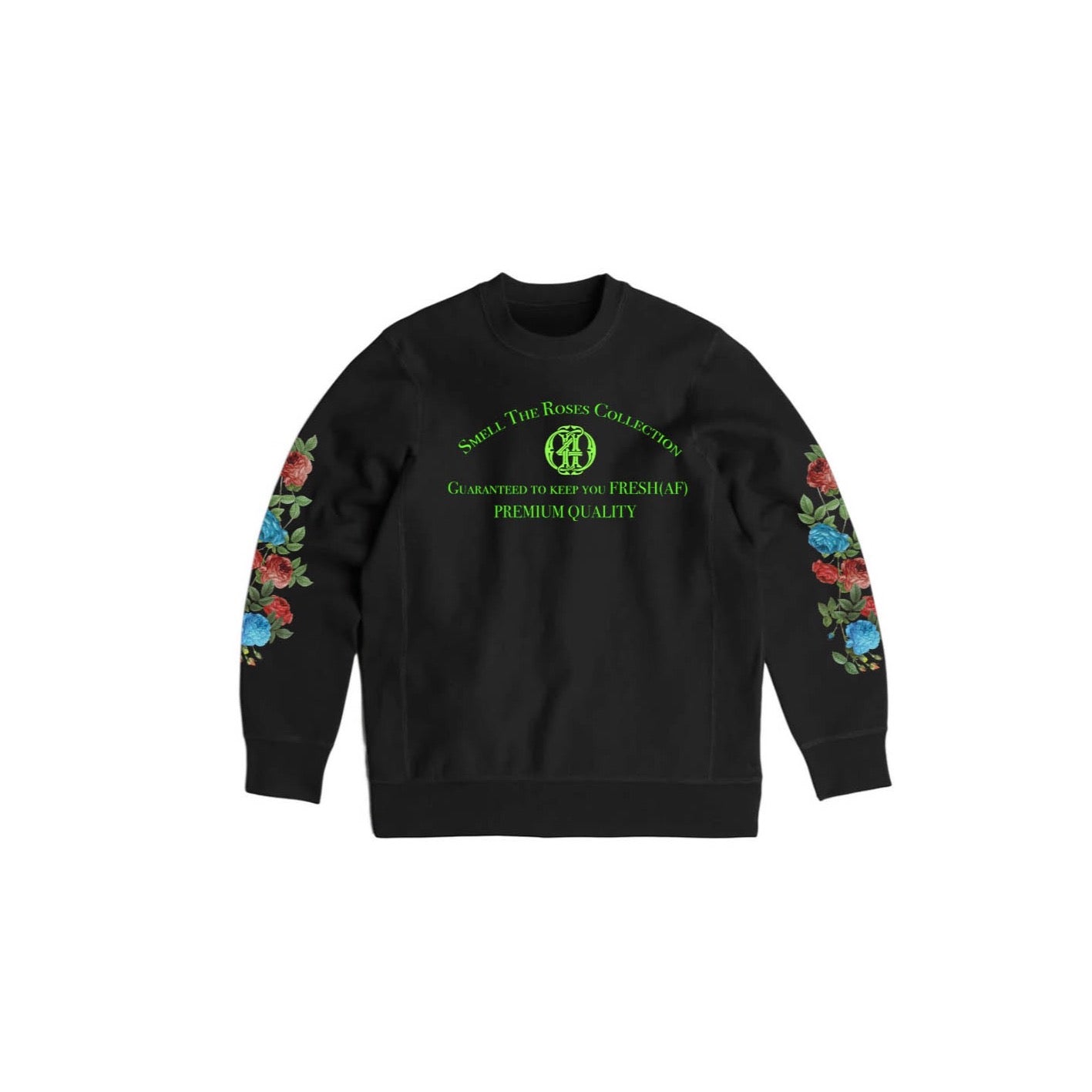 Smell the Roses Black Crew Neck Sweatshirt - Death4Dollars